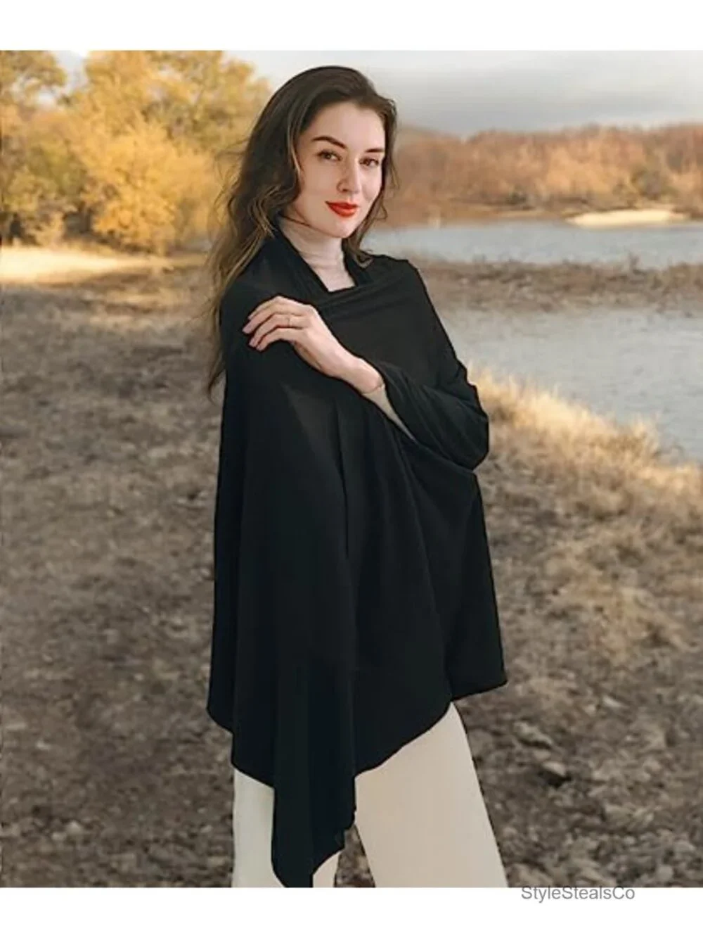 TENCEL Lyocell Pashmina Shawl Wrap, Soft Travel Blanket Scarf for Women